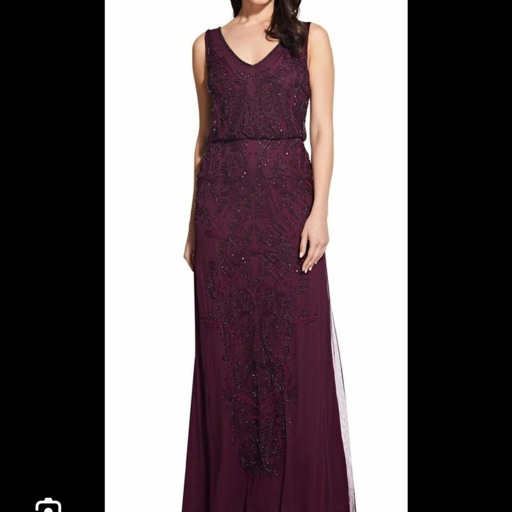 Adrianna Papell Elegant Plum Evening Gown